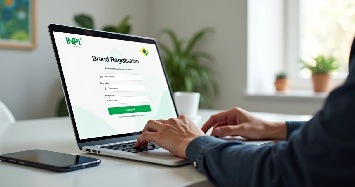 Empreendedor usando notebook para registrar marca no site do INPI